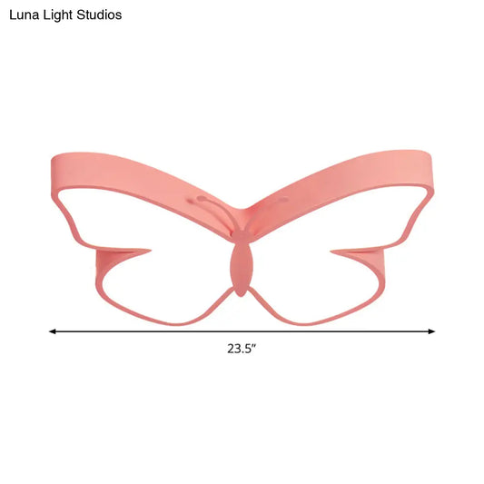 DecorBites™ Butterfly LED Flush Mount Lamp in Warm/White Light, 19.5"/23.5" Width - White/Pink/Blue Cartoon Acrylic Design