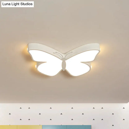 DecorBites™ Butterfly LED Flush Mount Lamp in Warm/White Light, 19.5"/23.5" Width - White/Pink/Blue Cartoon Acrylic Design