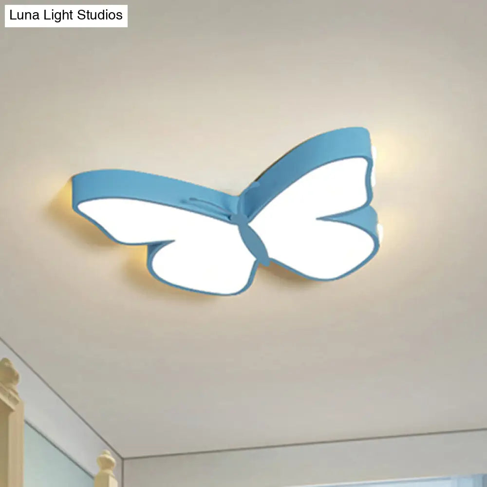 DecorBites™ Butterfly LED Flush Mount Lamp in Warm/White Light, 19.5"/23.5" Width - White/Pink/Blue Cartoon Acrylic Design