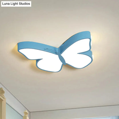 DecorBites™ Butterfly LED Flush Mount Lamp in Warm/White Light, 19.5"/23.5" Width - White/Pink/Blue Cartoon Acrylic Design