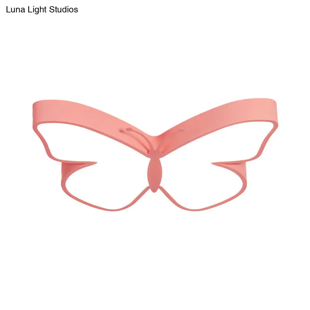 DecorBites™ Butterfly LED Flush Mount Lamp in Warm/White Light, 19.5"/23.5" Width - White/Pink/Blue Cartoon Acrylic Design