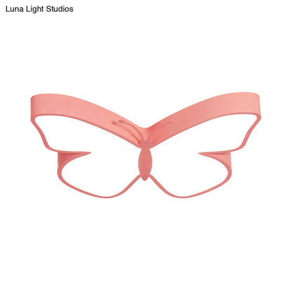 DecorBites™ Butterfly LED Flush Mount Lamp in Warm/White Light, 19.5"/23.5" Width - White/Pink/Blue Cartoon Acrylic Design