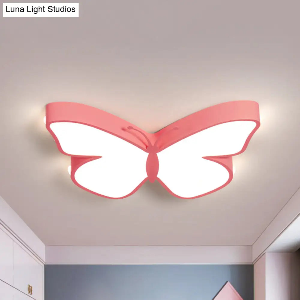 DecorBites™ Butterfly LED Flush Mount Lamp in Warm/White Light, 19.5"/23.5" Width - White/Pink/Blue Cartoon Acrylic Design