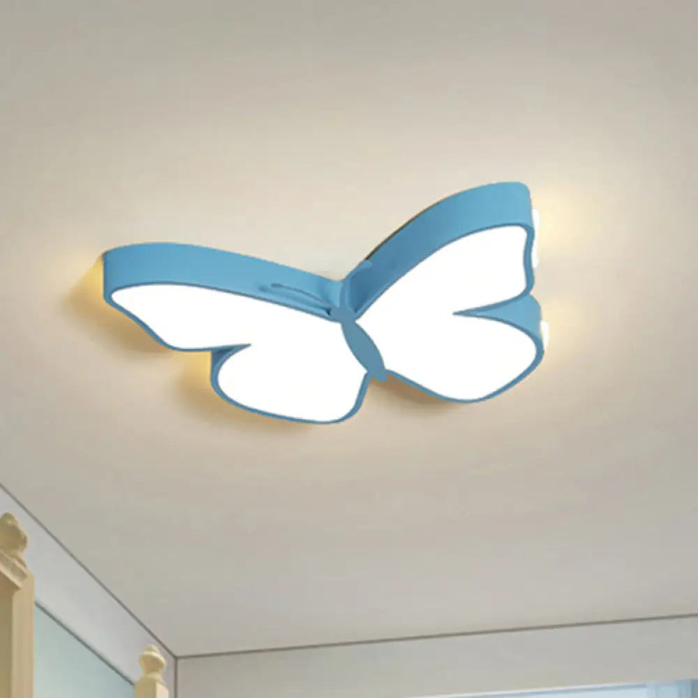 DecorBites™ Butterfly LED Flush Mount Lamp in Warm/White Light, 19.5"/23.5" Width - White/Pink/Blue Cartoon Acrylic Design