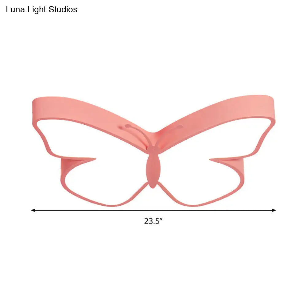 DecorBites™ Butterfly LED Flush Mount Lamp in Warm/White Light, 19.5"/23.5" Width - White/Pink/Blue Cartoon Acrylic Design