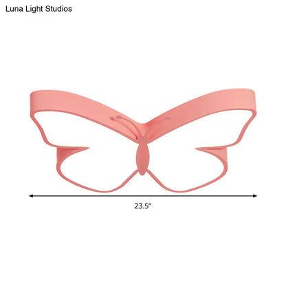 DecorBites™ Butterfly LED Flush Mount Lamp in Warm/White Light, 19.5"/23.5" Width - White/Pink/Blue Cartoon Acrylic Design