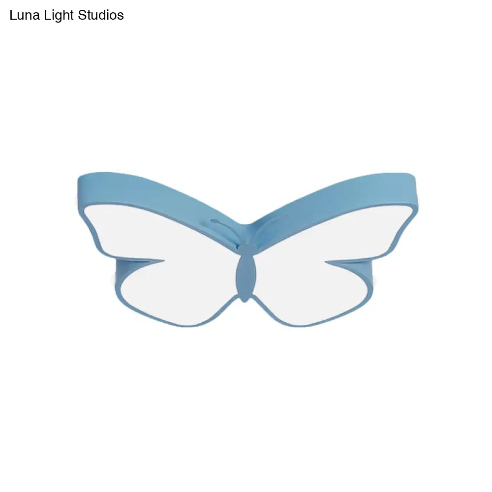 DecorBites™ Butterfly LED Flush Mount Lamp in Warm/White Light, 19.5"/23.5" Width - White/Pink/Blue Cartoon Acrylic Design