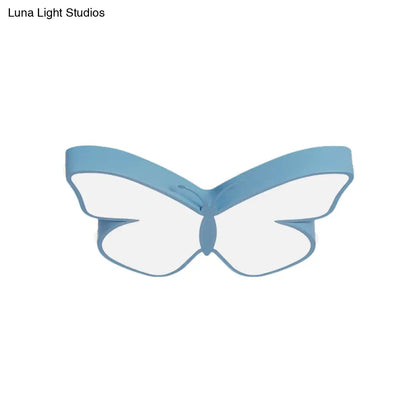DecorBites™ Butterfly LED Flush Mount Lamp in Warm/White Light, 19.5"/23.5" Width - White/Pink/Blue Cartoon Acrylic Design