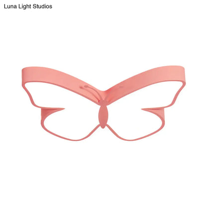 DecorBites™ Butterfly LED Flush Mount Lamp in Warm/White Light, 19.5"/23.5" Width - White/Pink/Blue Cartoon Acrylic Design