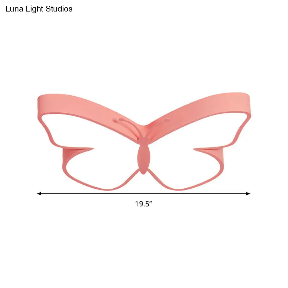 DecorBites™ Butterfly LED Flush Mount Lamp in Warm/White Light, 19.5"/23.5" Width - White/Pink/Blue Cartoon Acrylic Design