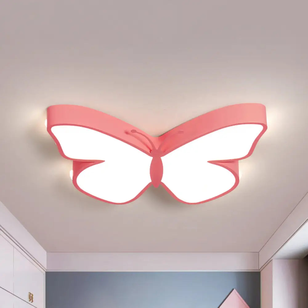 DecorBites™ Butterfly LED Flush Mount Lamp in Warm/White Light, 19.5"/23.5" Width - White/Pink/Blue Cartoon Acrylic Design