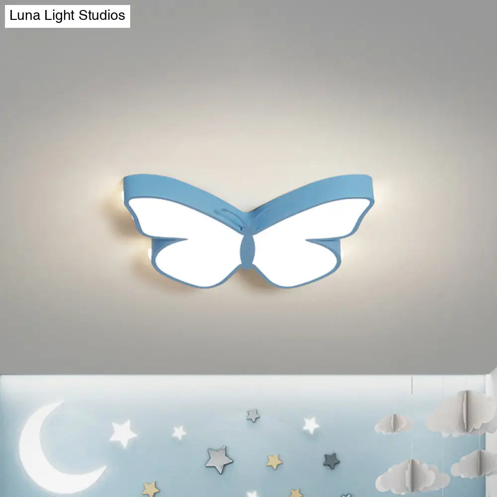DecorBites™ Butterfly LED Flush Mount Lamp in Warm/White Light, 19.5"/23.5" Width - White/Pink/Blue Cartoon Acrylic Design