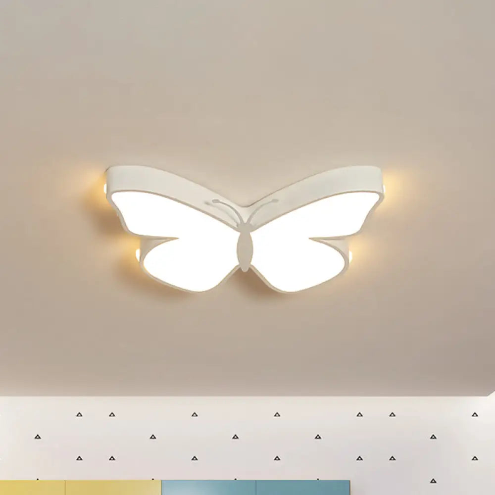 DecorBites™ Butterfly LED Flush Mount Lamp in Warm/White Light, 19.5"/23.5" Width - White/Pink/Blue Cartoon Acrylic Design