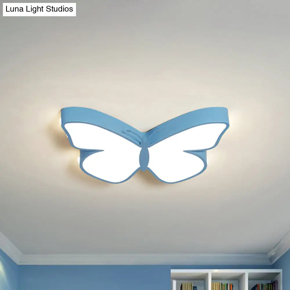 DecorBites™ Butterfly LED Flush Mount Lamp in Warm/White Light, 19.5"/23.5" Width - White/Pink/Blue Cartoon Acrylic Design