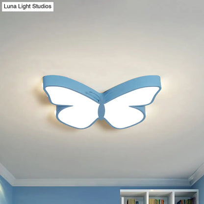 DecorBites™ Butterfly LED Flush Mount Lamp in Warm/White Light, 19.5"/23.5" Width - White/Pink/Blue Cartoon Acrylic Design
