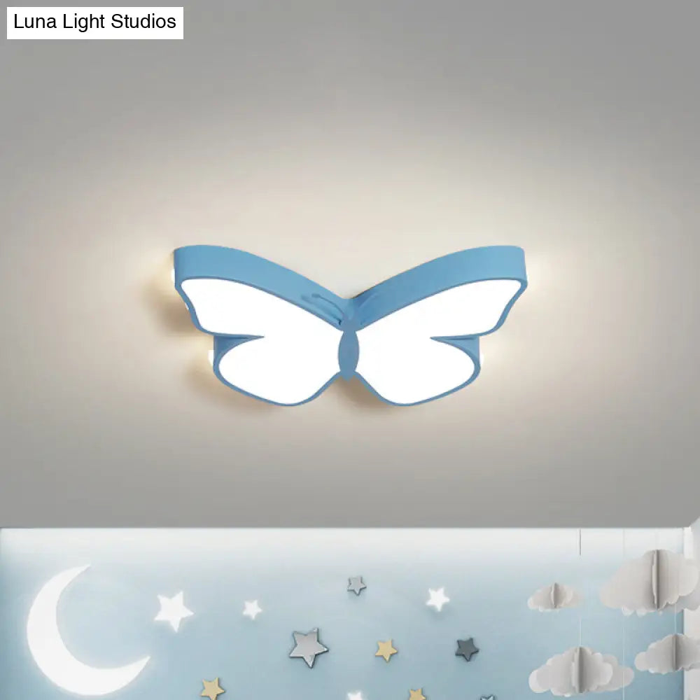 DecorBites™ Butterfly LED Flush Mount Lamp in Warm/White Light, 19.5"/23.5" Width - White/Pink/Blue Cartoon Acrylic Design