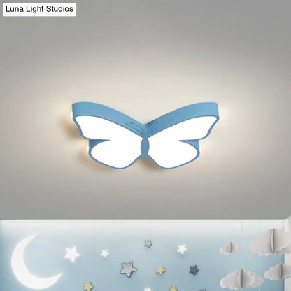 DecorBites™ Butterfly LED Flush Mount Lamp in Warm/White Light, 19.5"/23.5" Width - White/Pink/Blue Cartoon Acrylic Design