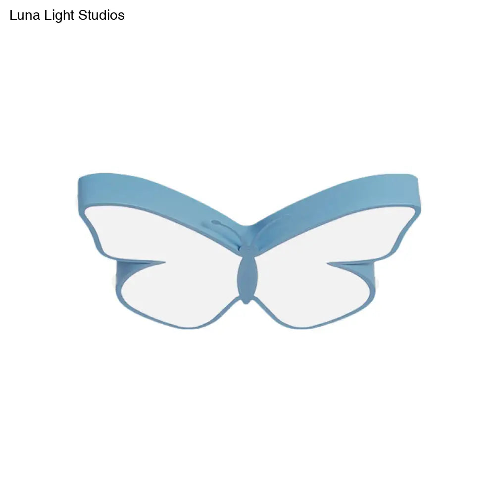 DecorBites™ Butterfly LED Flush Mount Lamp in Warm/White Light, 19.5"/23.5" Width - White/Pink/Blue Cartoon Acrylic Design