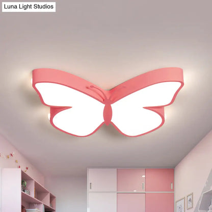 DecorBites™ Butterfly LED Flush Mount Lamp in Warm/White Light, 19.5"/23.5" Width - White/Pink/Blue Cartoon Acrylic Design