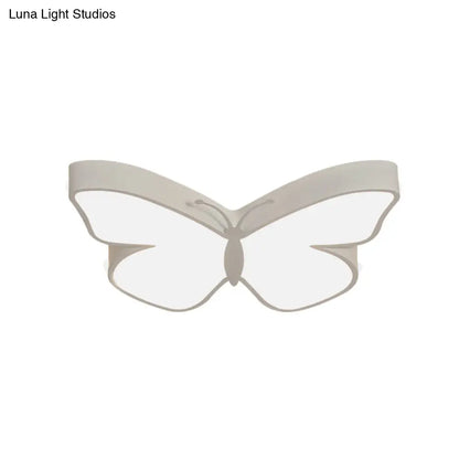 DecorBites™ Butterfly LED Flush Mount Lamp in Warm/White Light, 19.5"/23.5" Width - White/Pink/Blue Cartoon Acrylic Design