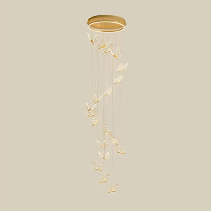 DecorBites™ Butterfly Spiral Stairs Ceiling Lighting Acrylic Modern LED Multi-Light Pendant in Gold