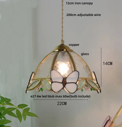 A butterfly tiffany glass pendant light with white butterfly motif and green blue shade for dining room decorbites butterfly tiffany