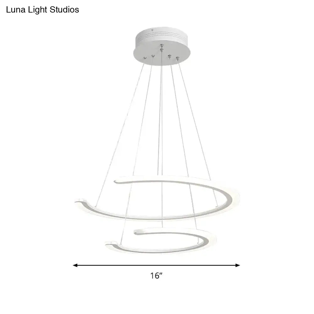 DecorBites™ C Ring Dining Room Chandelier Acrylic LED 1/2/3 Light Postmodern Ceiling Pendant in Warm/White/Natural Light