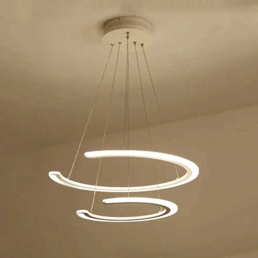 DecorBites™ C Ring Dining Room Chandelier Acrylic LED 1/2/3 Light Postmodern Ceiling Pendant in Warm/White/Natural Light