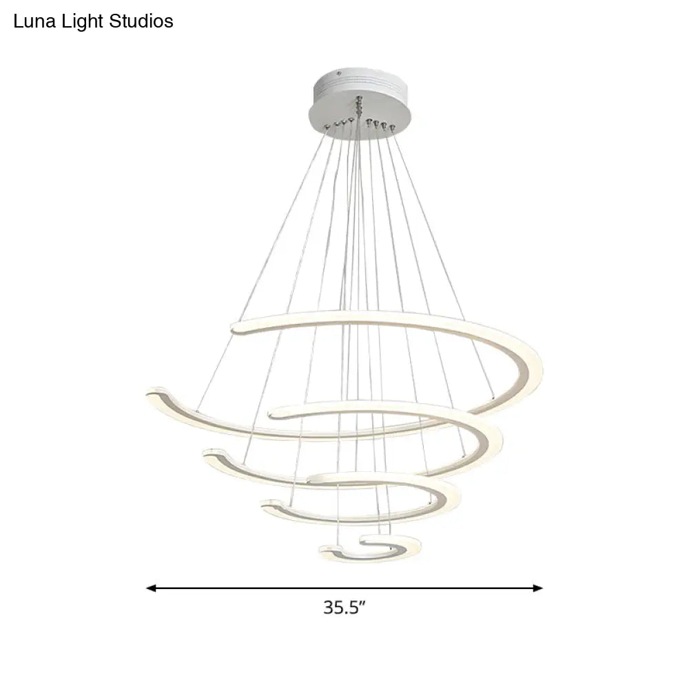DecorBites™ C Ring Dining Room Chandelier Acrylic LED 1/2/3 Light Postmodern Ceiling Pendant in Warm/White/Natural Light