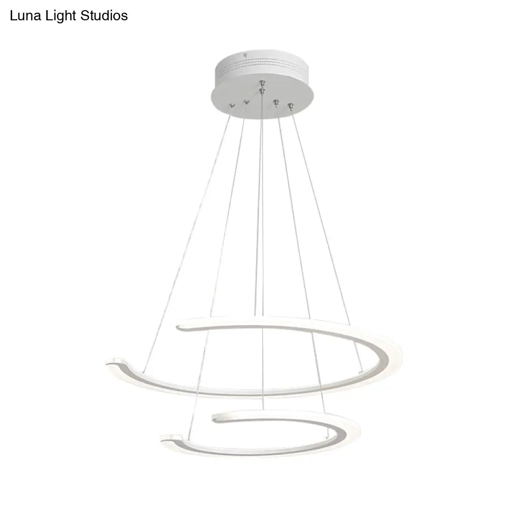 DecorBites™ C Ring Dining Room Chandelier Acrylic LED 1/2/3 Light Postmodern Ceiling Pendant in Warm/White/Natural Light