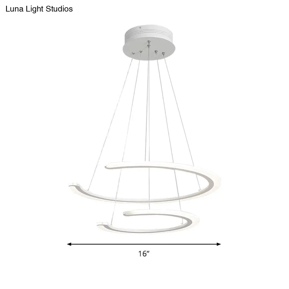DecorBites™ C Ring Dining Room Chandelier Acrylic LED 1/2/3 Light Postmodern Ceiling Pendant in Warm/White/Natural Light