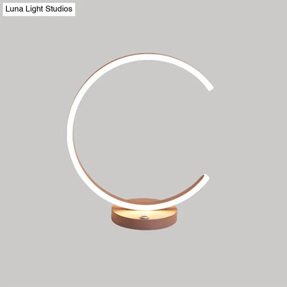 C-Shape Metal LED Desk Lamp for Nightstand Lighting in Coffee, Warm/White Light