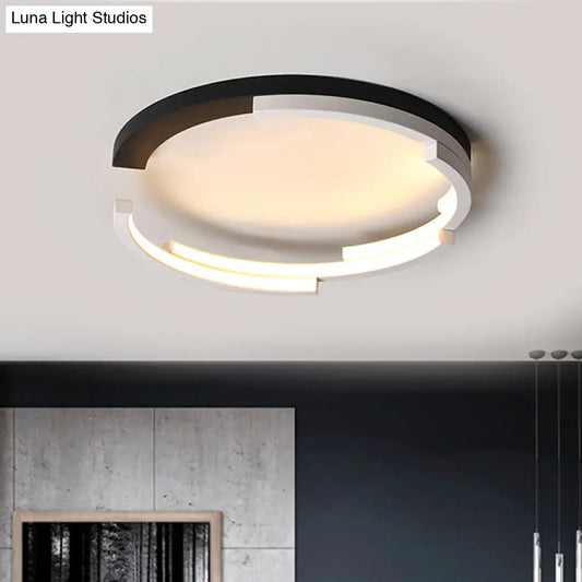 DecorBites™ C-Shaped LED Flushmount Ceiling Light – Minimalist Acrylic, 16"/19.5" Wide, Black/White, 3 Color Light