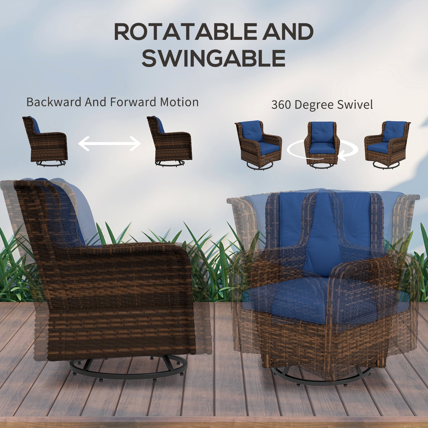 4 Piece PE Outdoor Patio Furniture Set