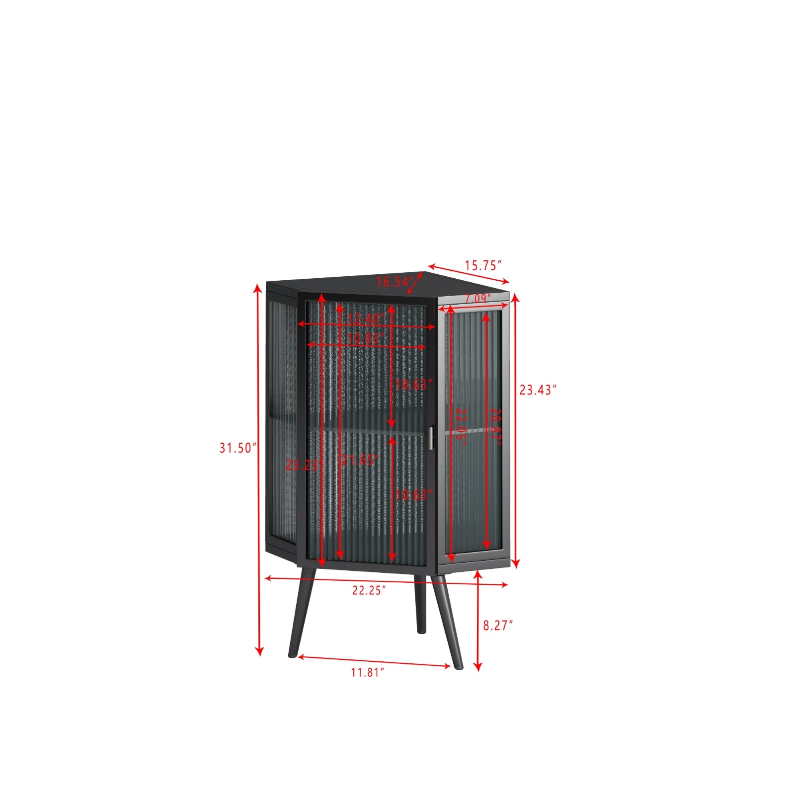 22.25 Gabinete de Esquina para Piso con Puerta de Cristal Estantes para Baño, Sala de Estar