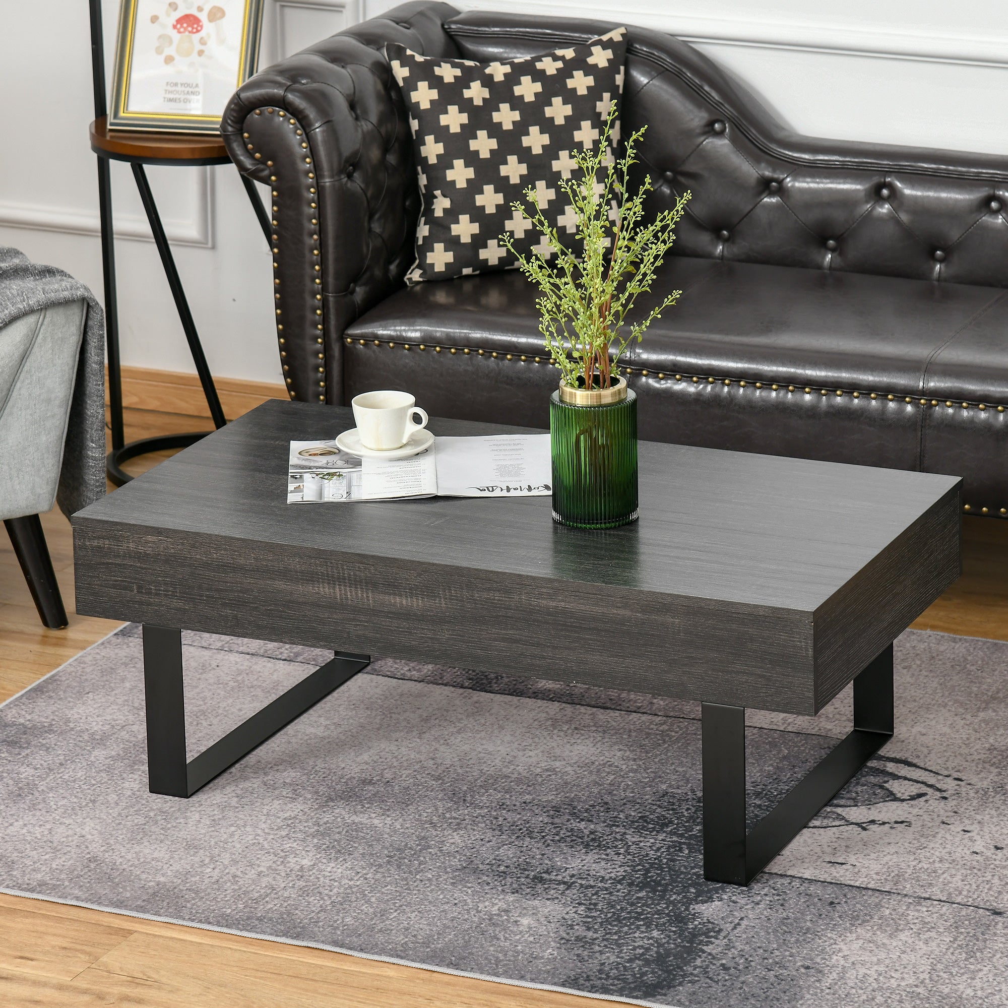Mesa de café moderna de mediados de siglo con cajón de almacenamiento