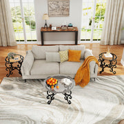 Juego de Mesas de Café de Superficie de Vidrio Templado de 3 Piezas Decoración Mesa de Café