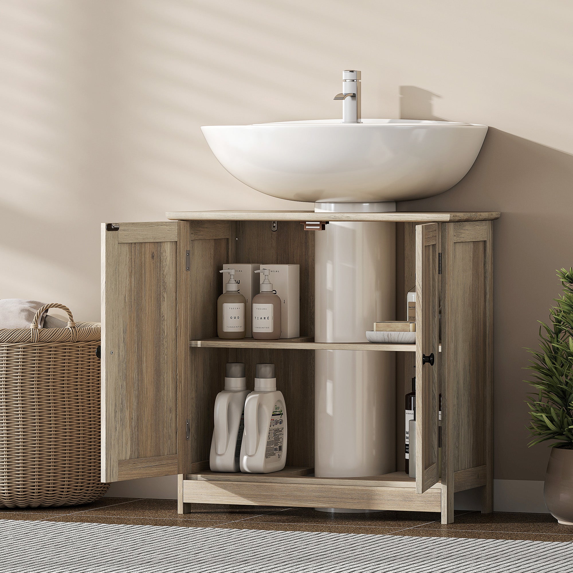 Wood Vanity Cabinet Elegant Design Bathroom