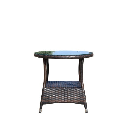 Round Brown Rattan Table