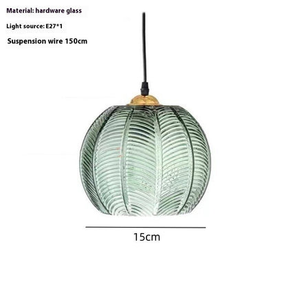 Creative Bedroom Light Leaf Pattern Glass Chandelier