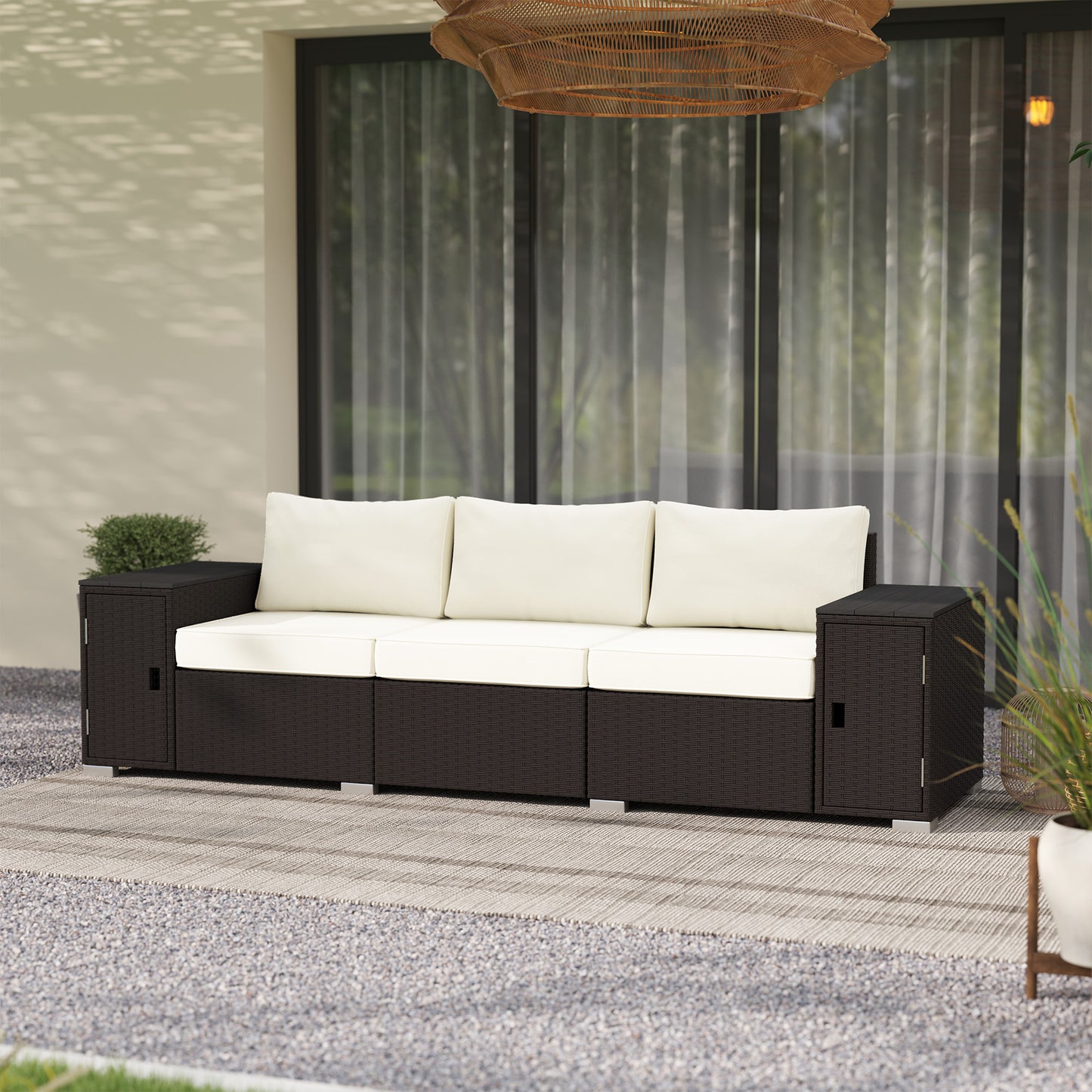 3 Seater Outdoor Couch Patio Sofa with Storage