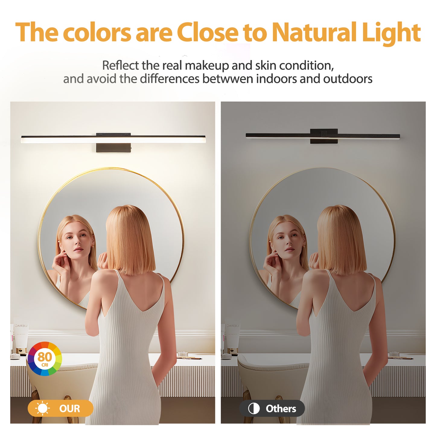 39 Inch Modern LED Bathroom Vanity Light -Sleek Black Metal Wall Light For Mirror, Dressing Room Or Sink Area