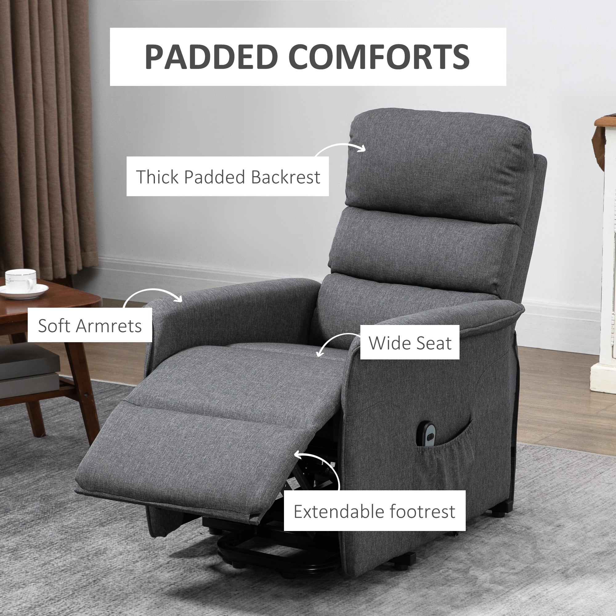Gray Linen Lift Recliner