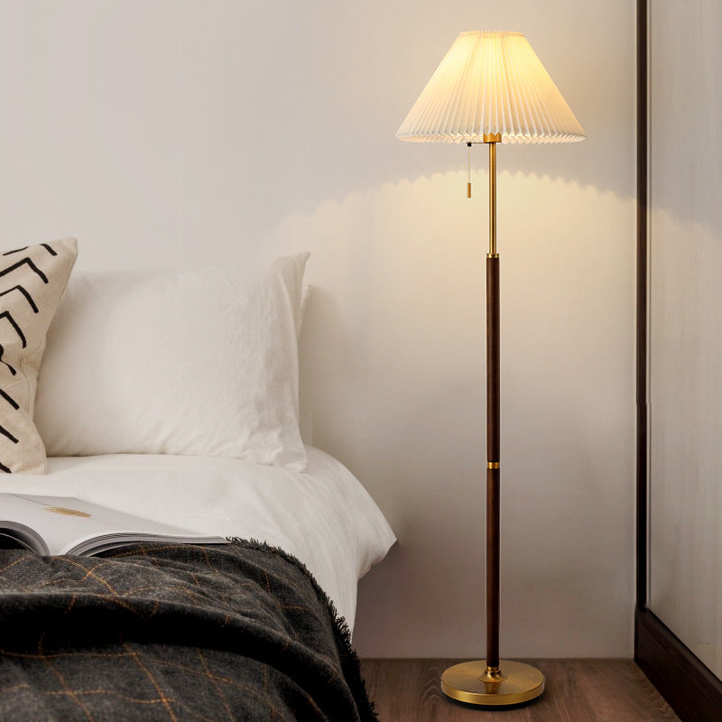 Wooden Pleated Floor Lamp