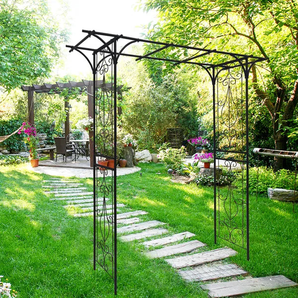 Arco de Jardín de Metal L80.3'' X An20.47'' X Al81.1'' Soporte para Plantas Trepadoras Arco de Rosas Exterior Negro