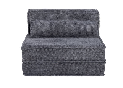 Compression Mahjong Sofa,Convertible Floor Sofa Bed,DIY Boneless Modular Sectional Sofa,No Assembly Required,Circle Fleece Fabric,Oversized Single Sofa With 1 Pillow,Dark Grey