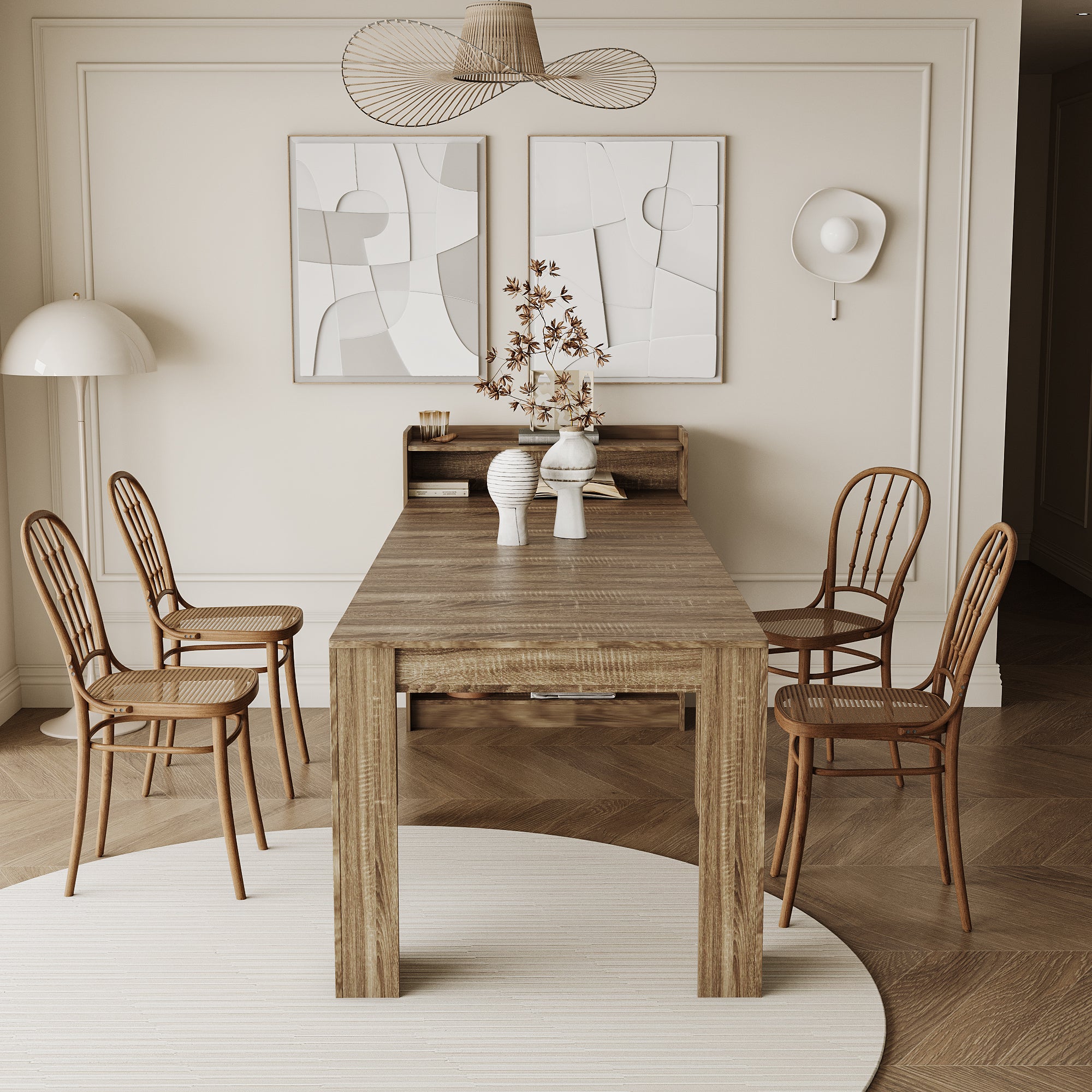 Mesa de Comedor Moderna Extensible con Almacenamiento