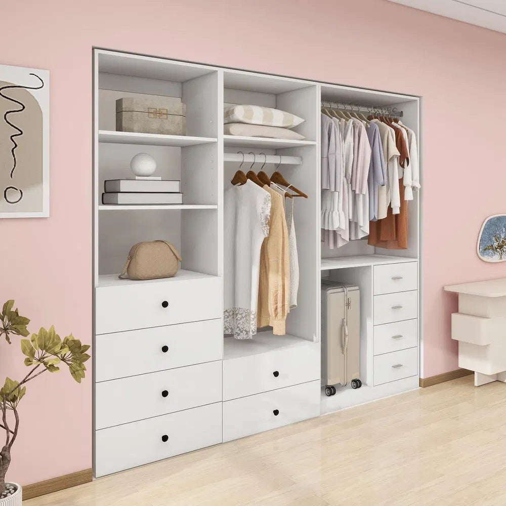 Livelylodge Modular Wardrobe Closet - Freestanding White Closet With Spacious Storage Shelves And Hanging Rods 70.86"W X 16.04"D X 70.86"H