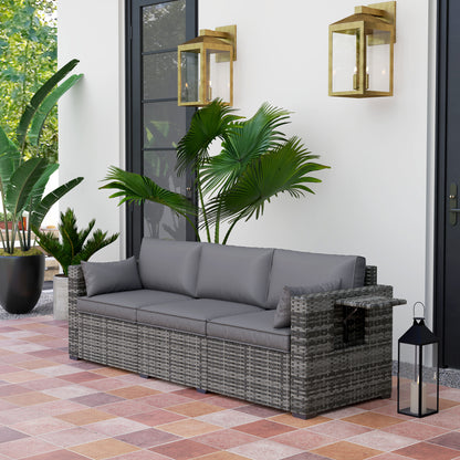 Patio Couch PE Deep Seating Outdoor Sofa with Removable Cushions