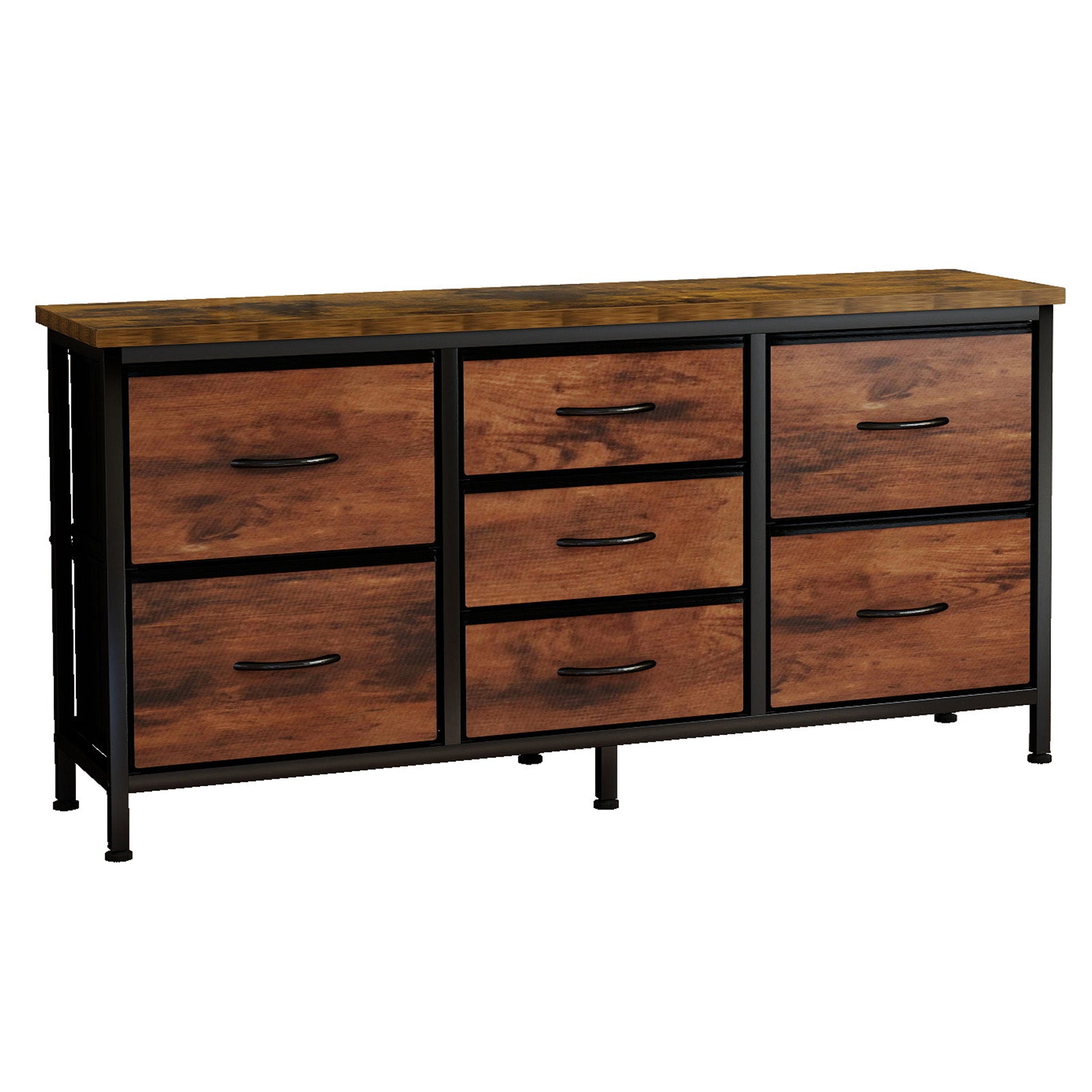 Kommode mit Schubladen für das Schlafzimmer, Schubladen mit Holztop und Metallrahmen